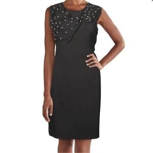 Karl Lagerfeld PARIS cocktail‎ dress accented with pearls, little black dress 6